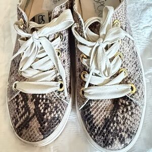 Women's Snakeskin Lace-Up Sneakers